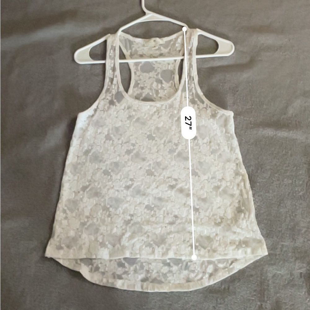 Iris Basic white floral lace tank top size medium sleeveless cami camisole comfy - Picture 4 of 10